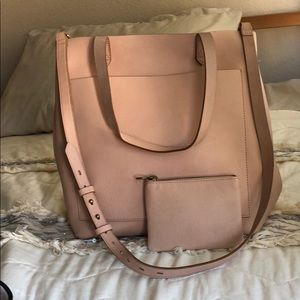 Pink leather madewell medium transport tote bag